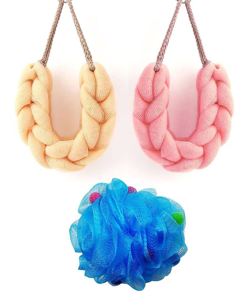 Majestique Loofah with Active Spheres Ultra Soft Mesh Body Wash Sponge Cleaning Adult - Multicolor