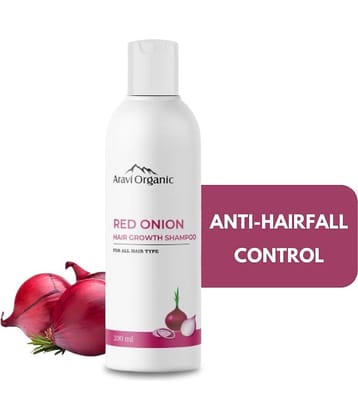 Aravi Organic Red Onion Hair Shampoo For Hair Fall Control - Enriched with Black Seed Oil - 200 ml