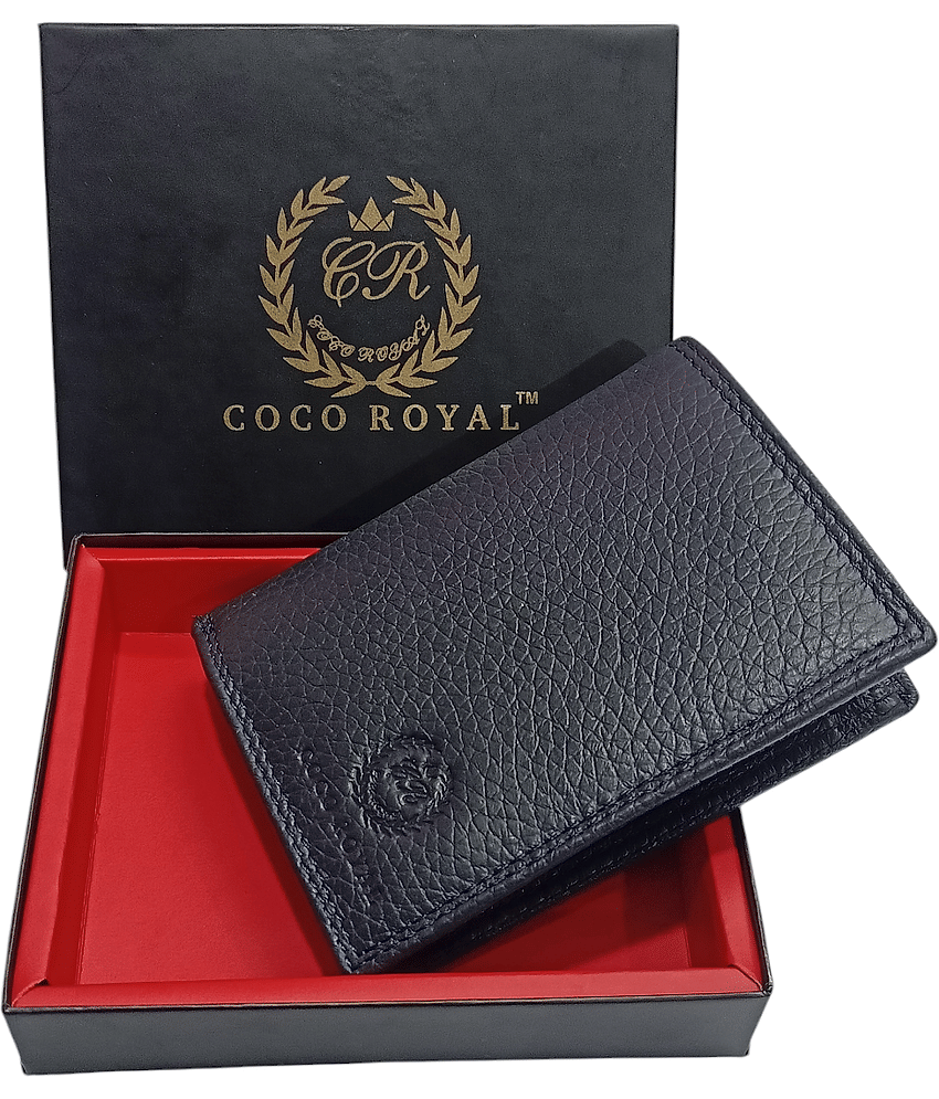 COCO ROYAL 100% Leather Solid Men's Two Fold Wallet With More Than 10 Slots For Card ( Blue , Pack of 1 )