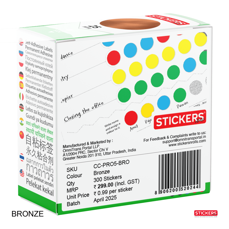 25mm - Round - Metallic Colours - Colour Coding Stickers - Permanent ...