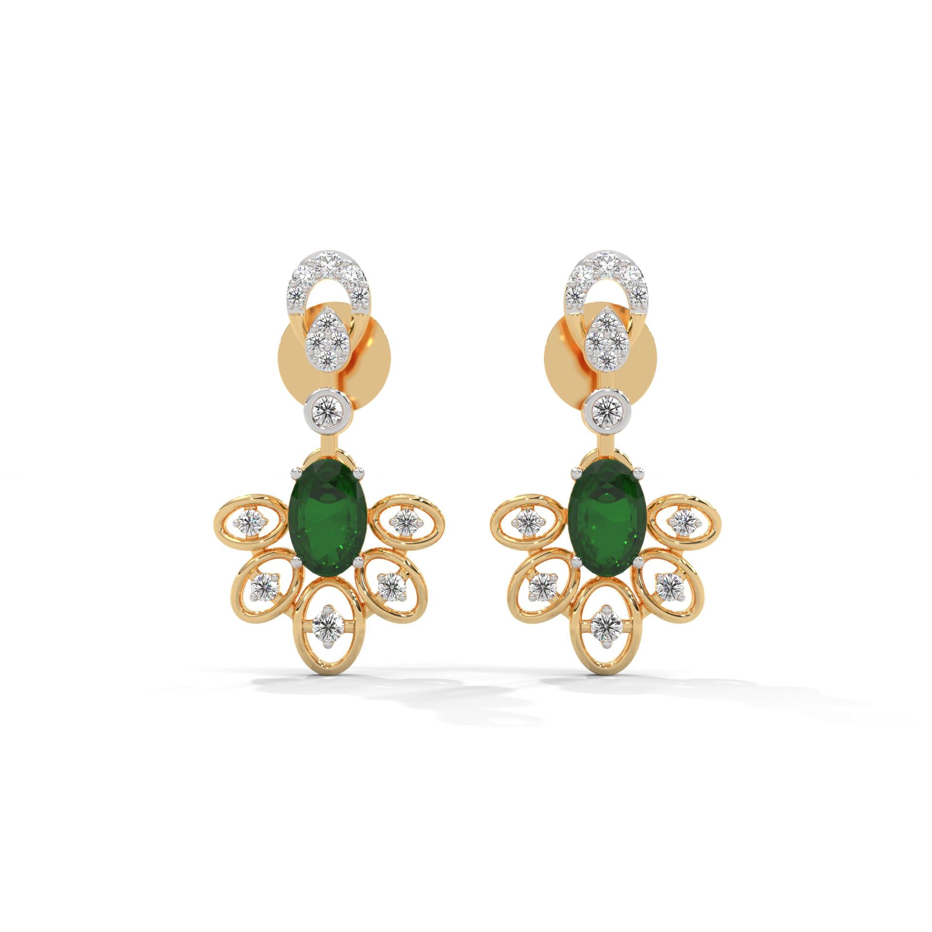 Lisah Silver Moissanite Dangle Earrings | 22KT Gold Vermeil-Yellow Gold