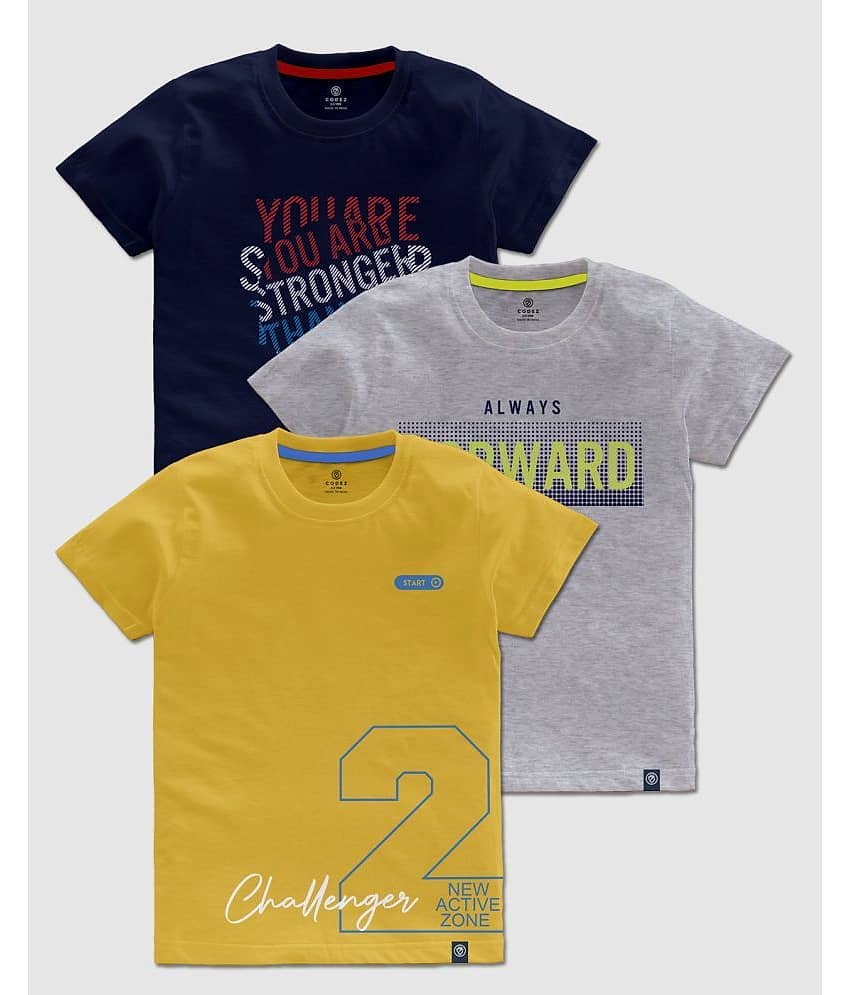 CODEZ Pack of 3 Boys Cotton T-Shirt ( Multicolor )