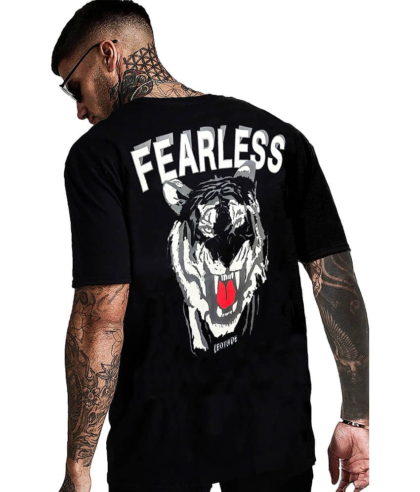 Leotude Pack of 1 Cotton Blend Oversized Fit Men's T-Shirt ( Black )