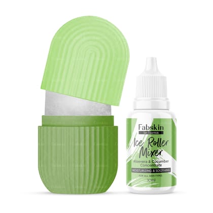 Fabskin Ice Roller For Face, Neck and Body | With Aloevera & Cucumber Ice Rollers Mixer 30ml | Ice Roller for Face Massager | Face Ice roller for Men & Women | Ice Cube Facial Roller Kit l For Skin Moisturizing & Soothing Fabskin Ice Roller For Face, Nec