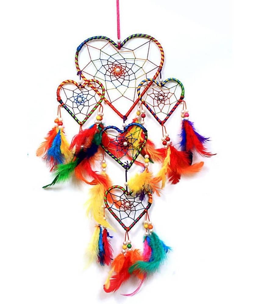 DHRUVTAR - Multicolor Feather Dream Catcher - Pack of 1 ( 75 X 15 cms )