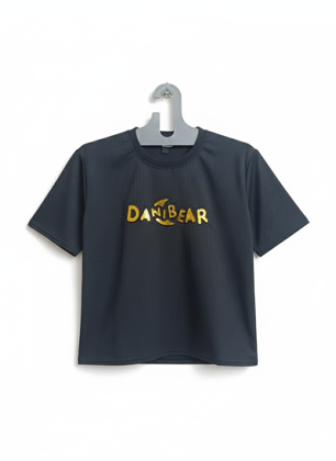 99ladies Store Danbear Premium Ribbed Dark Grey T-Shirt with Embroidered Logo | Casual Everyday Wear