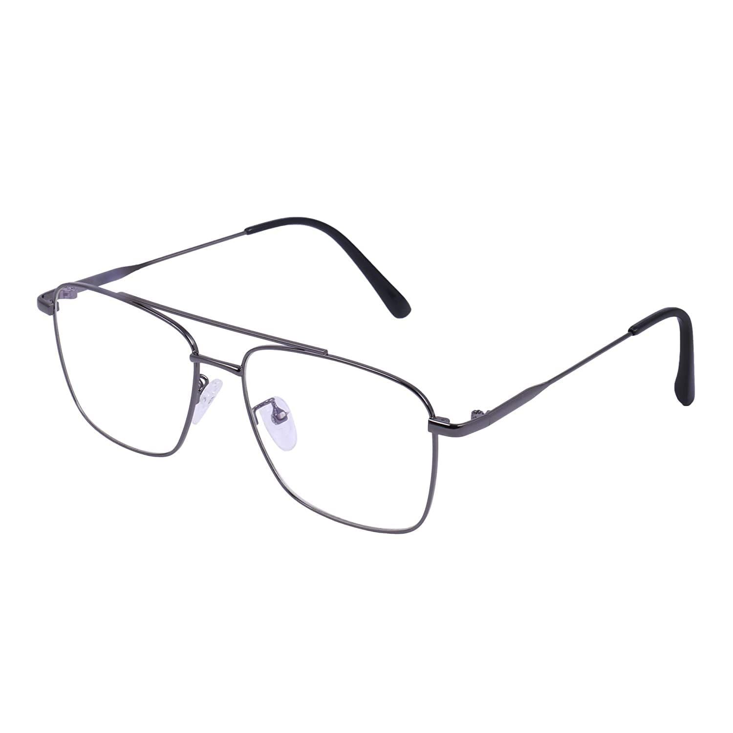 Dervin Blue Light Blocking Blue Cut Zero Power anti-glare Retro Square Eyeglasses, Frame for Eye Protection from UV by Computer/Tablet/Laptop/Mobile (Golden)-Grey