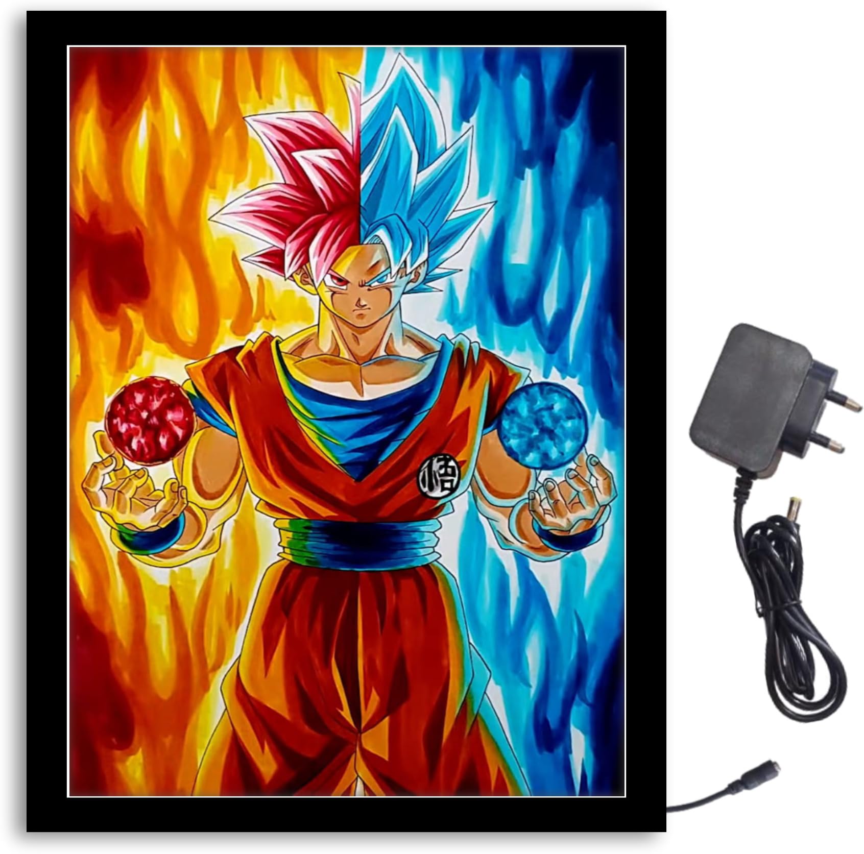 NOKKES Dragonball-z On Fire Light Photo Frame 8X10 inch Led Light photo Frame With Light Adaptor Led Light Photo Frame Black Color Photo Frame_AQW135