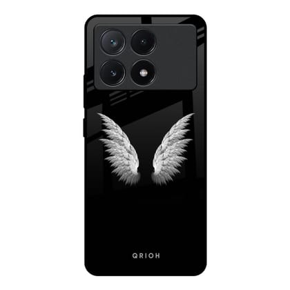 White Angel Wings Glass Case for Poco X6 Pro 5G