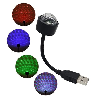 DHRUVINSRI USB Star Night Light Projector and MINI Disco Ball Light, Adjustable AUTO ROOF Interior CAR Ceiling Lights, Flexible Atmosphere Strobe Light Decorations for Bedroom CAR Party Ceiling