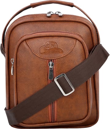 Leather World - Tan Textured Messenger Bags