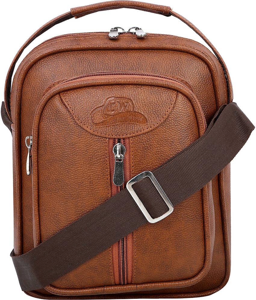 Leather World - Tan Textured Messenger Bags