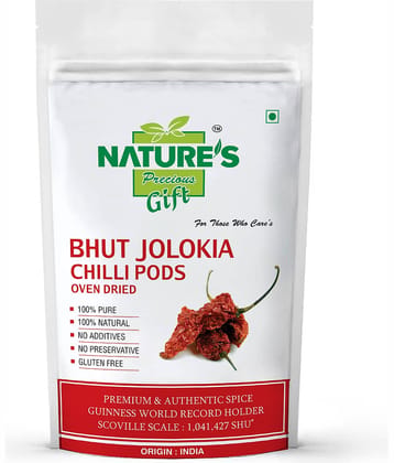 Nature's Gift Bhut Jolokia / Ghost Pepper Chilli Pods (Oven Dried) 100 gm