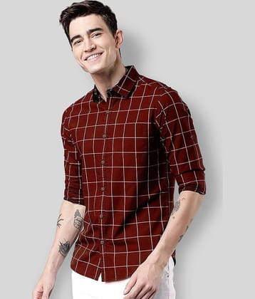 SUR-T - Maroon Cotton Blend Slim Fit Men's Casual Shirt (Pack of 1)