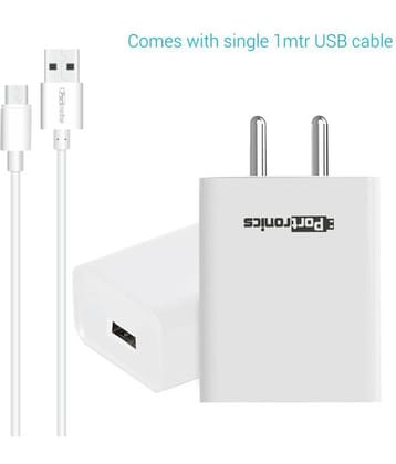 Portronics Adapto 62:2.4 A Charger With Single USB Port ,White (POR 1062)