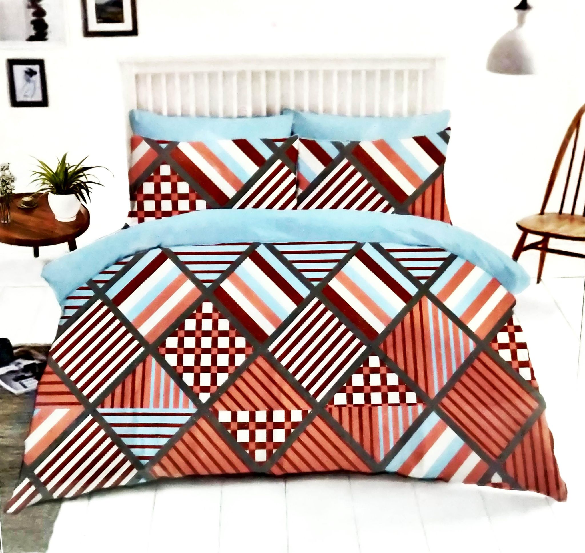 Omkar by R3 Inc. Cotton Blend 250 TC Printed Multicolor King size Double Bedsheet with 2 Pillow Covers – 108 X 108 Inches (9 x 9 Feet)(Multi Orange Check)