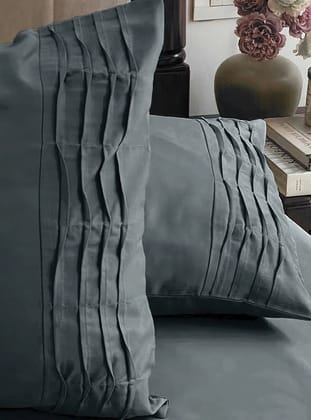 300TC - King size Solid Bedsheet Set (Vampire Grey)-KING / VAMPIRE GREY