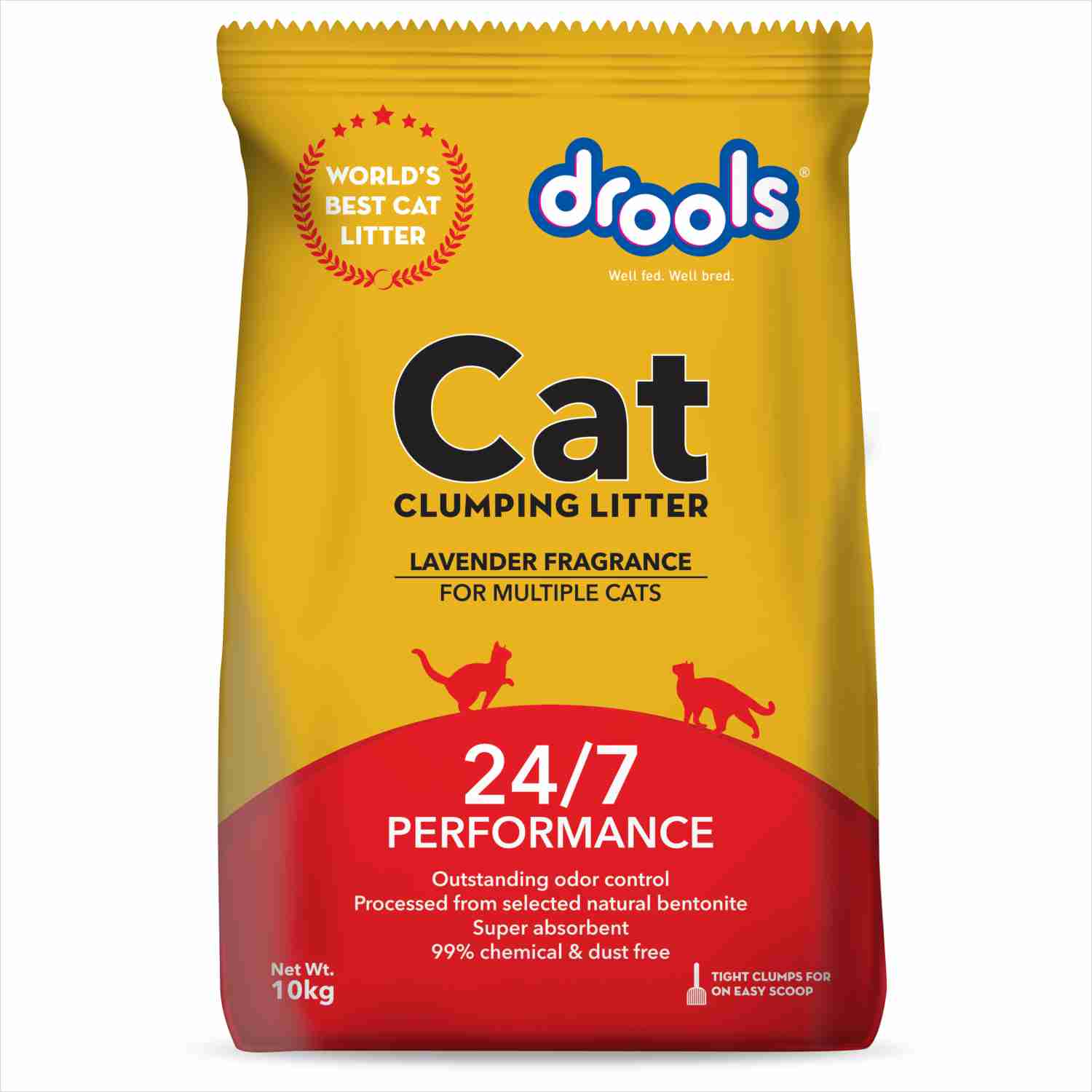 Drools Clumping Lavender Fragrance Cat Litter (For multiple cats), 10kg