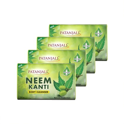 Patanjali Neem Kanti Herbal Body Cleanser Soap for Men and Women (150g, Pack of 4), Moisturizing & Deep Cleansing, Natural Neem Soap for Dry Skin Patanjali Neem Kanti Herbal Body Cleanser Soap for Men and Women (150g, Pack of 4), Moisturizing & Deep Clea