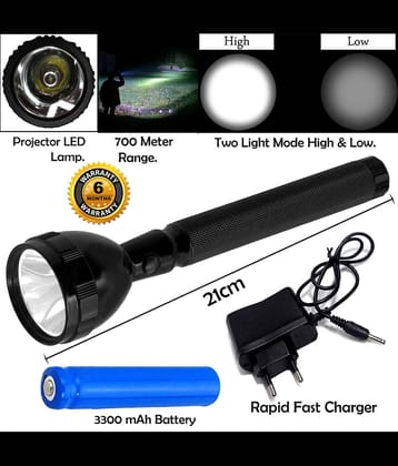 JY 700 Meter Long Beam 2 Mode Chargeable Waterproof LED Searchlight Outdoor Lamp 2W Flashlight Torch Emergency Light - Pack of 1
