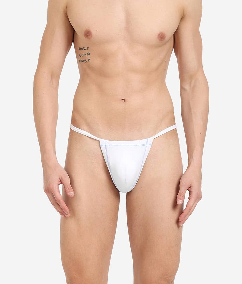 La Intimo Pack of 1 Cotton Blend G-String For Men's ( White )