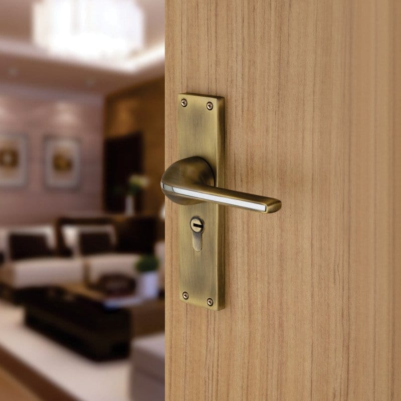 BUCKLER Zinc Alloy-4218-Gold Antique 8 Inch Mortise Handle set-70MM Double Turn Bullet Lock (Gold Antique)