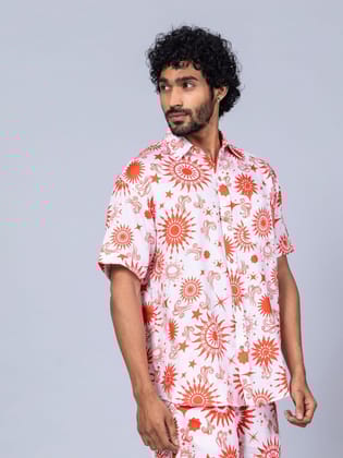 Men’s Cotton Shirt & Shorts Set | Celestial Sun-SHIRT / S