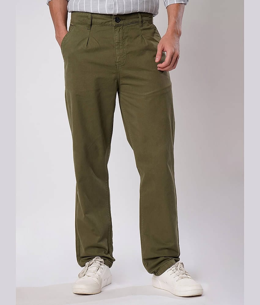 IVOC Regular Pleated Men's Trouser - Olive ( Pack of 1 )
