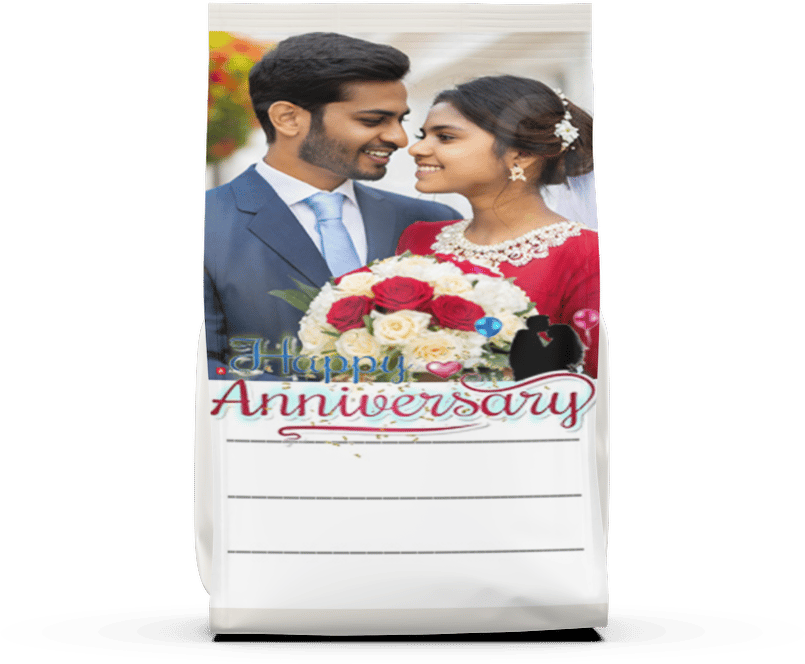Customised anniversary gift 100 grams tea packet-with photo,message,and selected tea of your choice