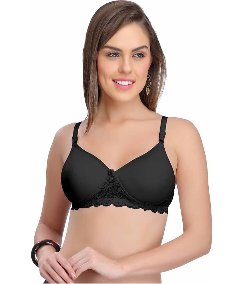 Eve's Beauty Cotton T-Shirt Bra - Black