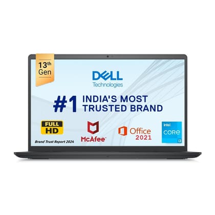 Dell Inspiron 3530 Thin & Light Laptop, 13th Gen Intel Core i3-1305U Processor, 8GB, 512GB SSD, 15.6" (39.62cm) FHD 120Hz 250nits, Standard Keyboard, Windows 11+MSO'21 & 15 Month McAfee, Black, 1.62kg Dell Inspiron 3530 Thin & Light Laptop, 13th Gen Inte