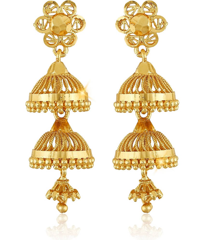 Vighnaharta - Golden Jhumki Earrings ( Pack of 1 )
