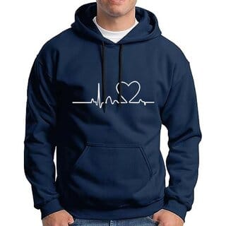 HIT SQUARE Men Blue Printed Hooded Full Sleeve Sweatshirt.