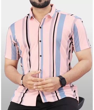 STI Polyester Regular Fit Striped Half Sleeves Men's Casual Shirt - Pink ( Pack of 1 )