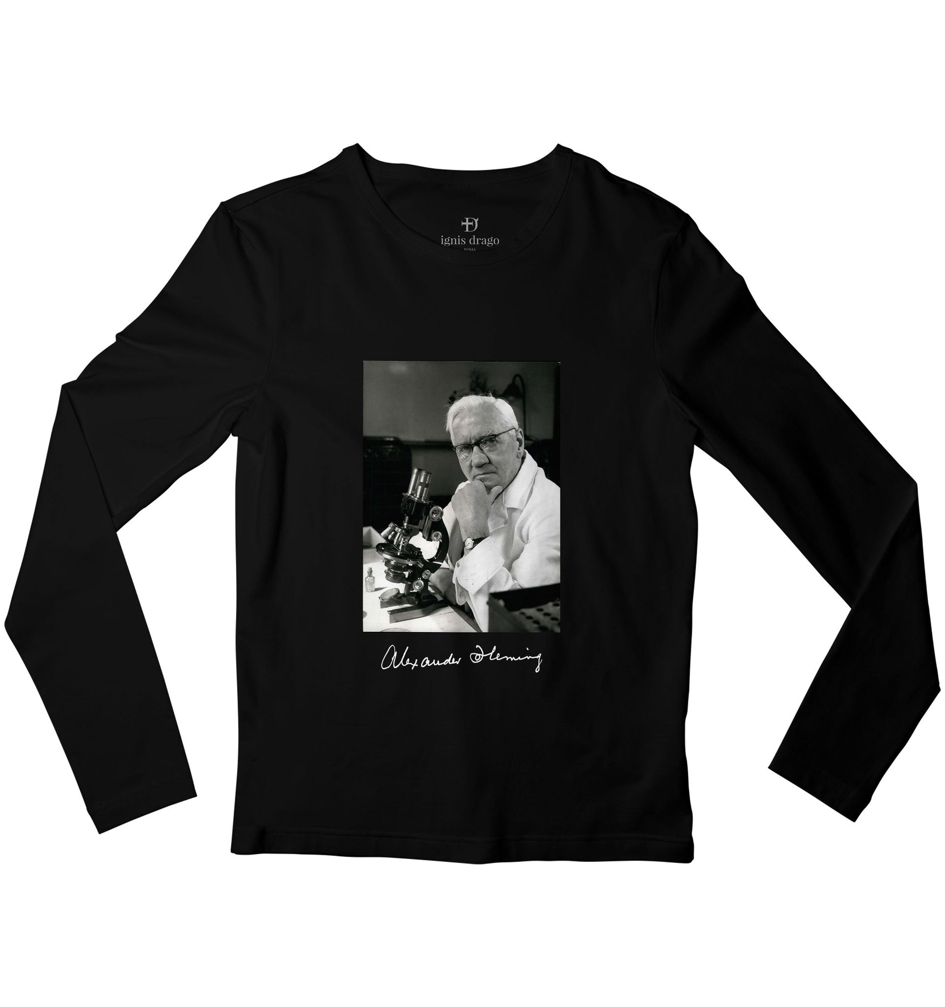 Alexander Fleming Full Sleeve T-shirt-38 - S / Black