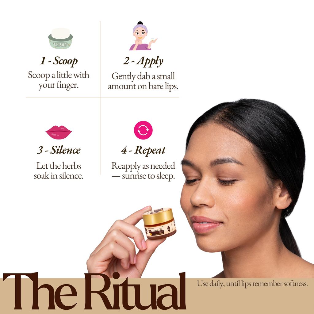 RUVA Soothing Ayurvedic Lip Balm with Natural Pure Damask Rose & Organic Ghee | Nourishing, Herbal Lip Care, Natural Skincare | For All Skin Types - Men & Women