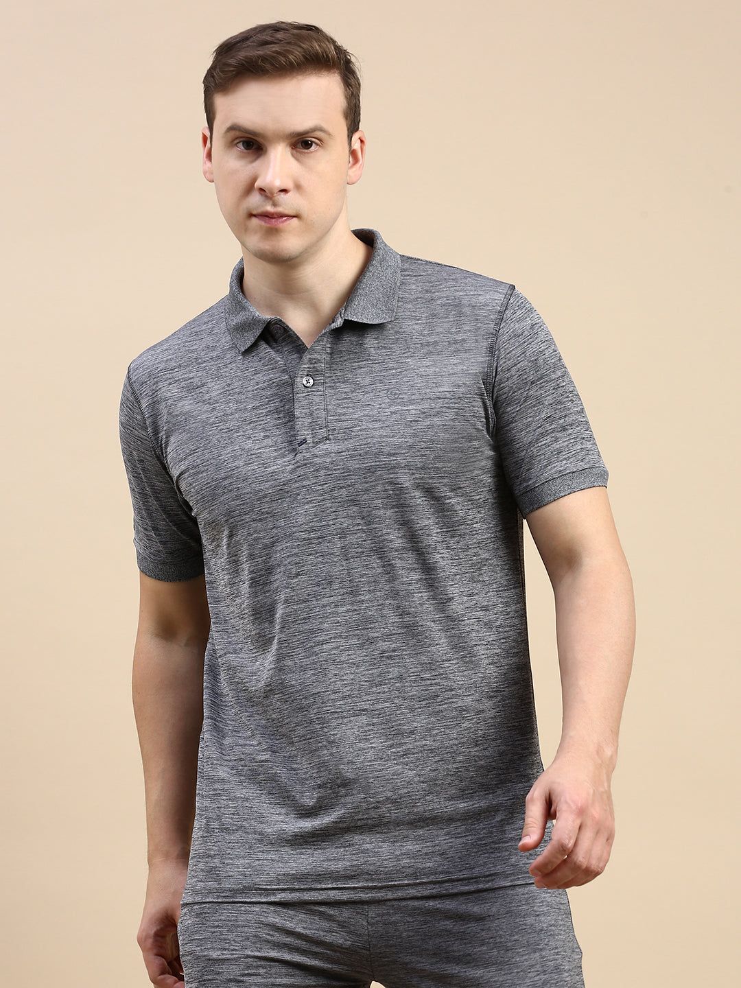 Classic Polo Men's Polo Neck Polyster Dark Grey Slim Fit Active Wear T-Shirt
