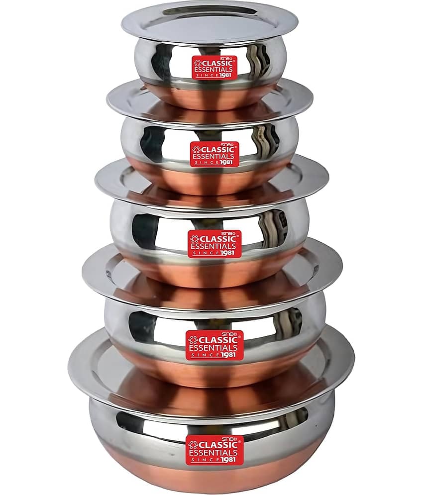 Classic Essentials Handi Set Non Coated Stainless Steel Handi Set Heavy Bottom with Steel Lid 20 cm Diameter 3.5 Ltr