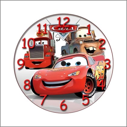 The Magical Gifts Disney Pixar Cars Wall Clock for Kids Room Lightning McQueen & Mater Design Silent Analog Clock Boys Bedroom Decor Gift (8 INCH)