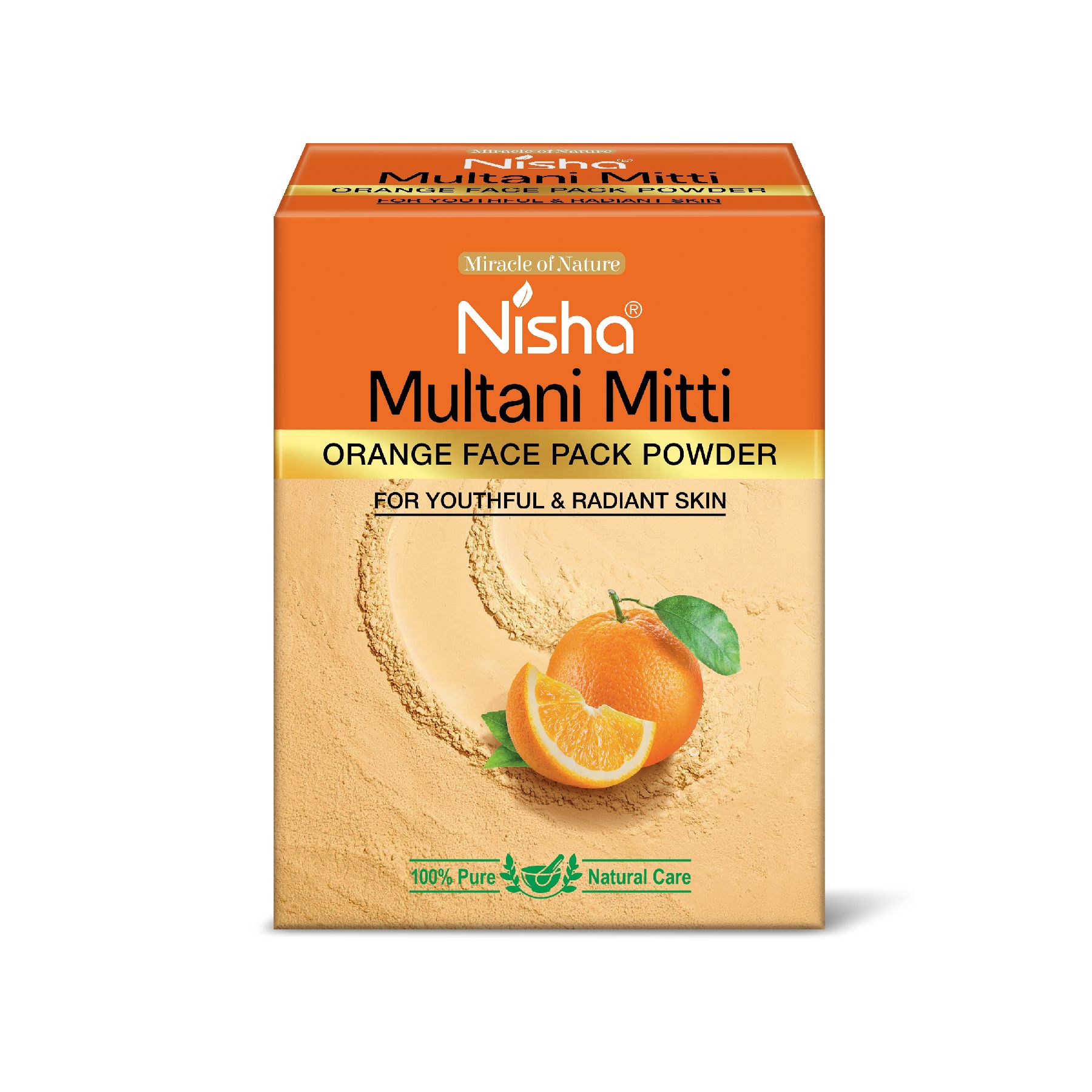 Nisha Multani Mitti Orange Face Pack Powder 100g, Fuller’s Earth Powder, Natural Oil Control, Acne & Tan Removal