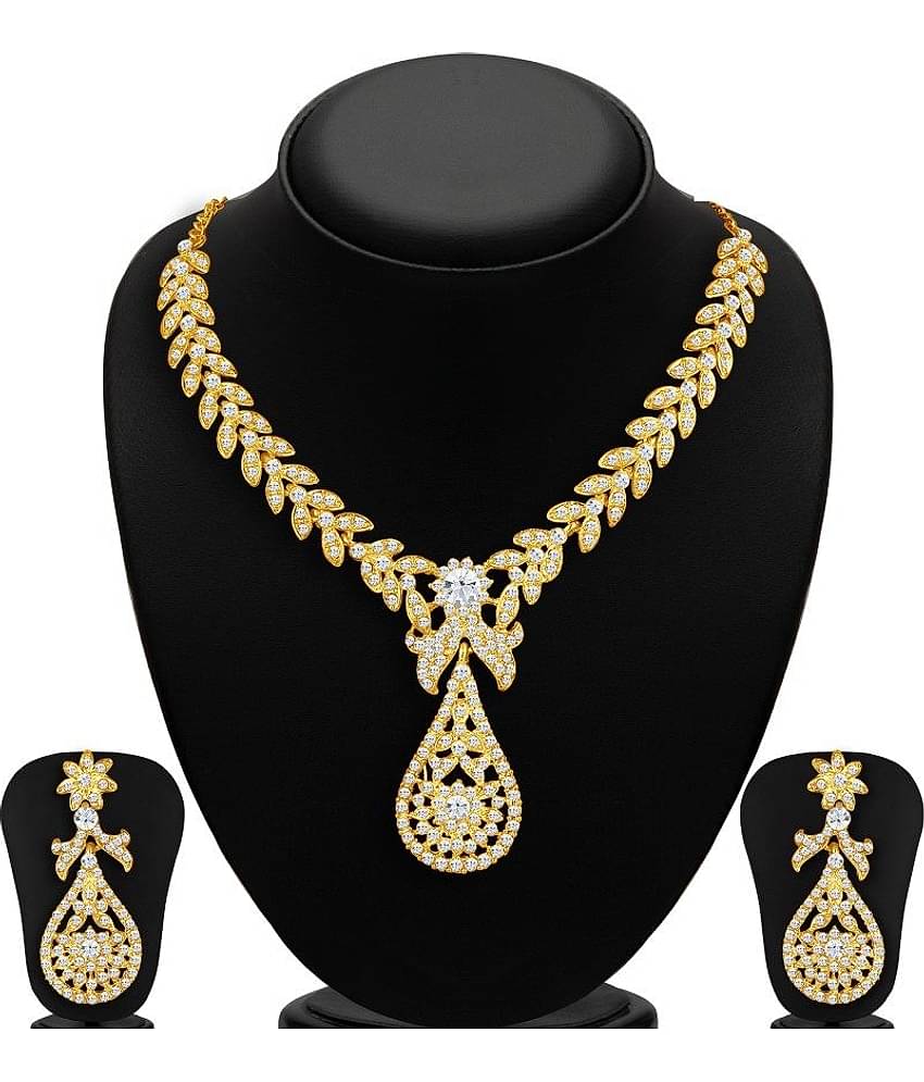 Sukkhi Golden Contemporary Austrian Diamond Alloy Necklace Set