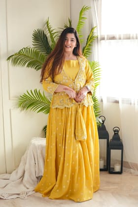 Zeera Yellow Three Piece Set-L
