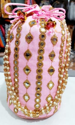 Embroidered Potli Bag with Pearl Beads