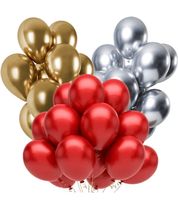 Jolly Party   Combo of Red,Silver,Golden  Color Metallic Balloon pack of 51 pcs