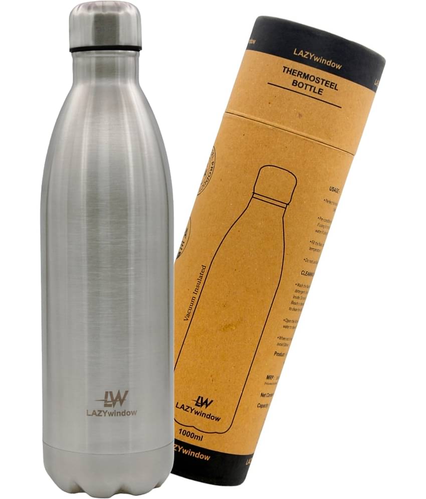 LAZYWINDOW Silver Thermosteel Flask ( 1000 ml )