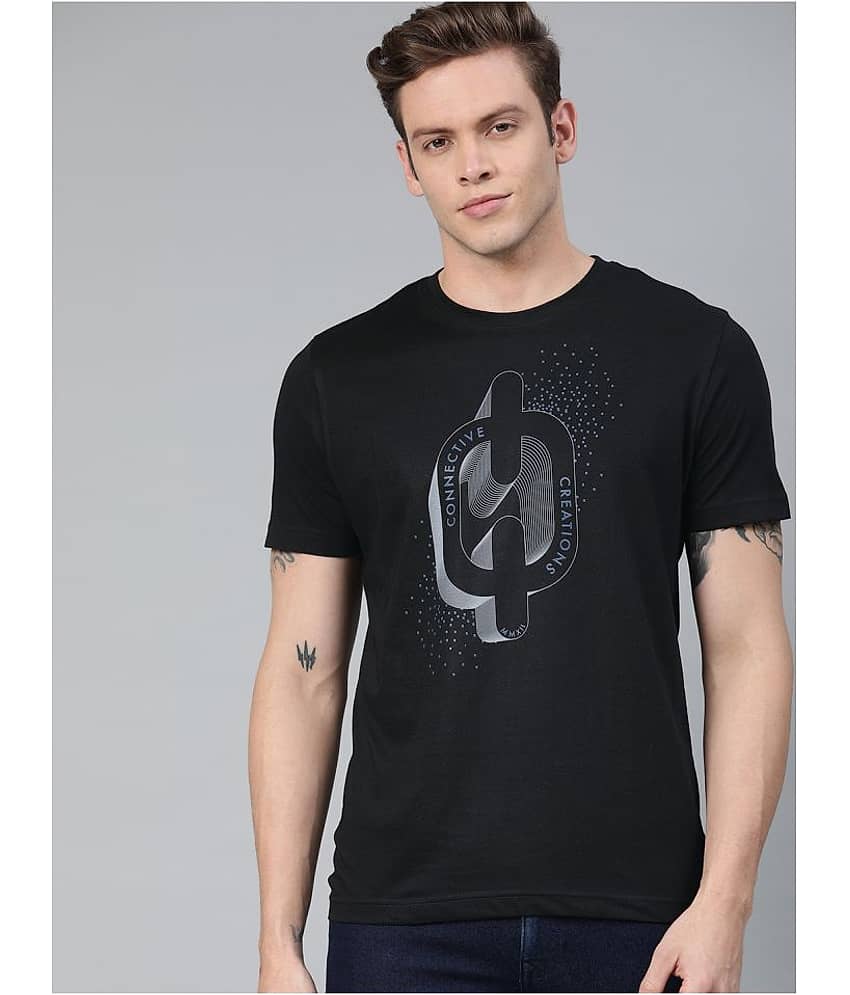 Huetrap Pack of 1 Cotton Regular Fit Men's T-Shirt ( Black )