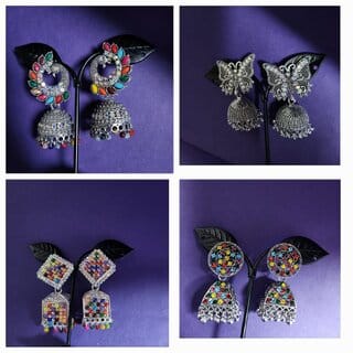 Beautiful Oxidised Multicolor Earings combo set pack of 4 Beautiful Oxidised Multicolor Earings combo set pack of 4