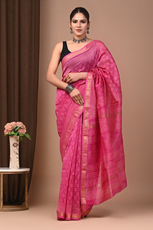 MAHESHWARI SILK BAGRU PRINT SAREE