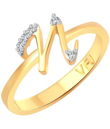 Vighnaharta Initial ''N'' Alphabet (CZ) Gold Plated Alloy Ring For Women