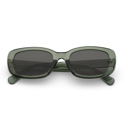 PERKEY 100% UV Protected Rectangle Shades For Men and Women - PRKY0019-C2-Medium / Black / Green
